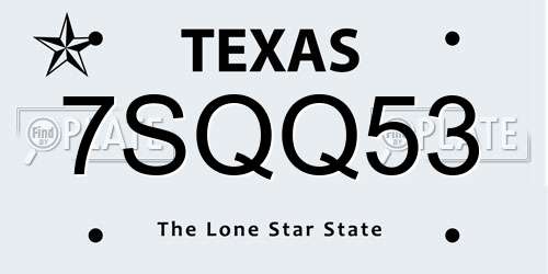 7SQQ53 Texas License Plate