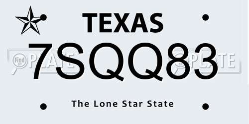 7SQQ83 Texas License Plate