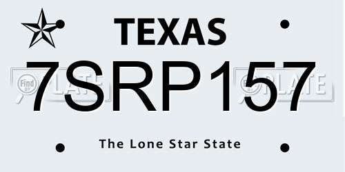 7SRP157 Texas License Plate
