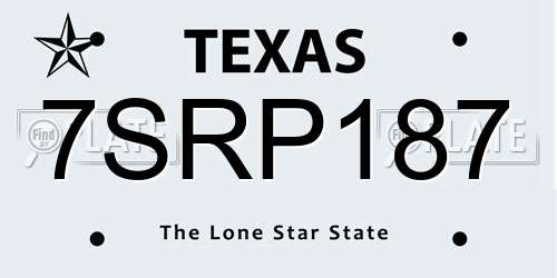 7SRP187 Texas License Plate
