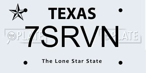 7SRVN Texas License Plate