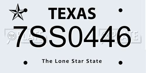7SS0446 Texas License Plate