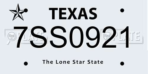 7SS0921 Texas License Plate