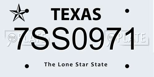 7SS0971 Texas License Plate