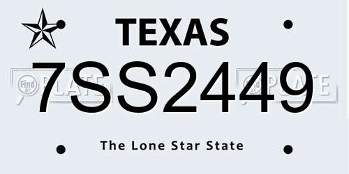 7SS2449 Texas License Plate
