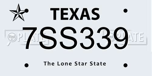 7SS339 Texas License Plate