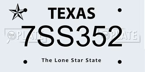 7SS352 Texas License Plate