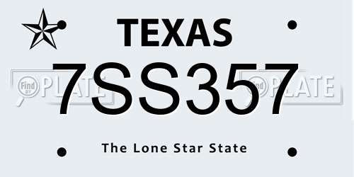 7SS357 Texas License Plate