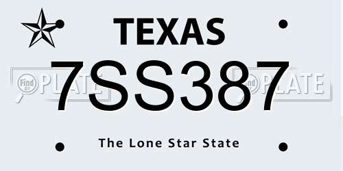 7SS387 Texas License Plate