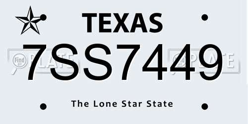7SS7449 Texas License Plate