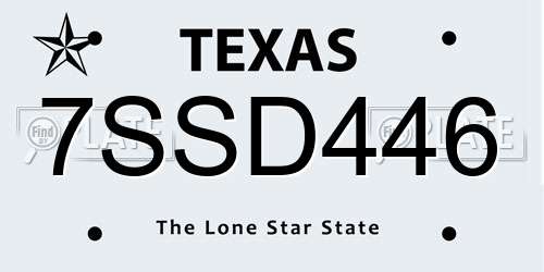7SSD446 Texas License Plate