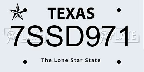 7SSD971 Texas License Plate