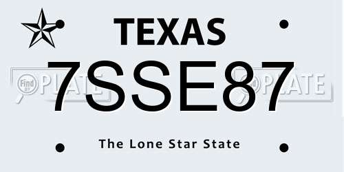 7SSE87 Texas License Plate