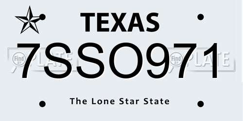 7SSO971 Texas License Plate