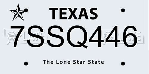 7SSQ446 Texas License Plate