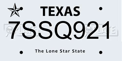 7SSQ921 Texas License Plate