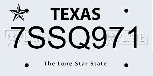 7SSQ971 Texas License Plate