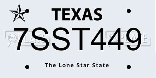 7SST449 Texas License Plate