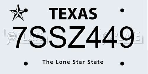 7SSZ449 Texas License Plate