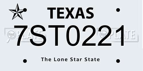 7ST0221 Texas License Plate