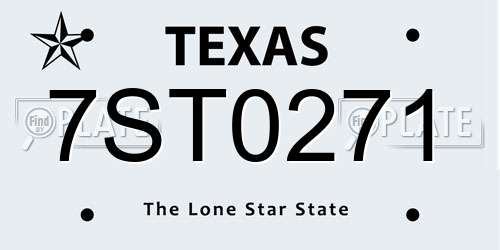 7ST0271 Texas License Plate