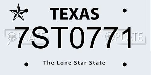 7ST0771 Texas License Plate