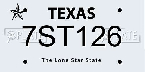7ST126 Texas License Plate