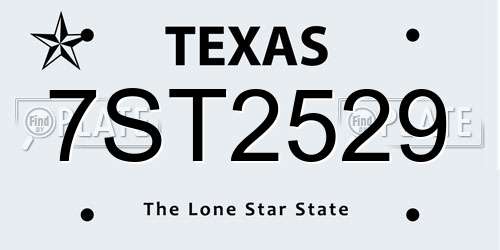 7ST2529 Texas License Plate
