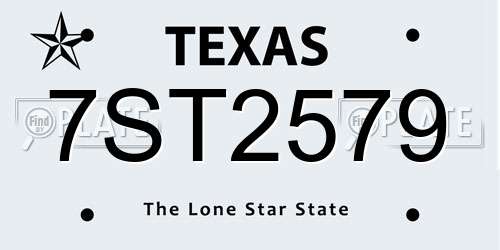 7ST2579 Texas License Plate