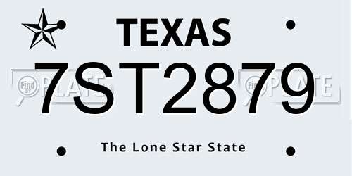 7ST2879 Texas License Plate