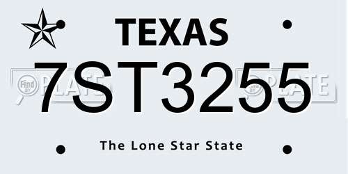 7ST3255 Texas License Plate
