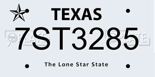 7ST3285 Texas License Plate