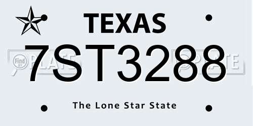 7ST3288 Texas License Plate