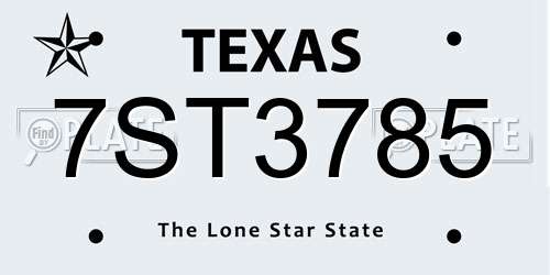 7ST3785 Texas License Plate