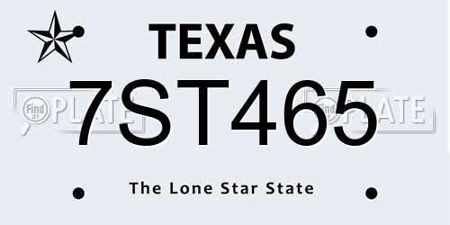 7ST465 Texas License Plate