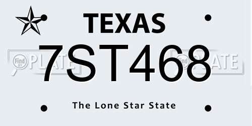 7ST468 Texas License Plate