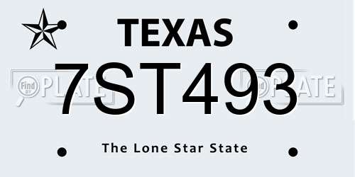 7ST493 Texas License Plate