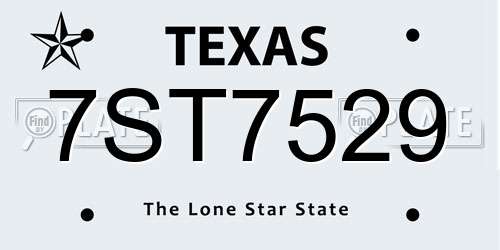 7ST7529 Texas License Plate