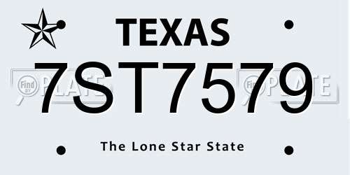 7ST7579 Texas License Plate