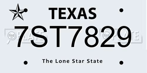 7ST7829 Texas License Plate