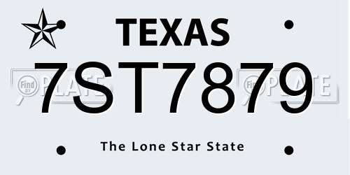 7ST7879 Texas License Plate