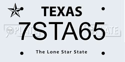 7STA65 Texas License Plate