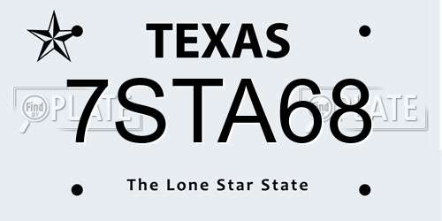 7STA68 Texas License Plate