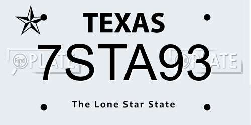 7STA93 Texas License Plate