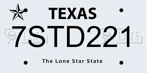 7STD221 Texas License Plate