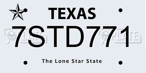 7STD771 Texas License Plate