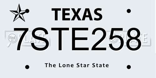 7STE258 Texas License Plate