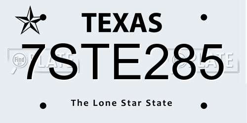 7STE285 Texas License Plate
