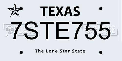 7STE755 Texas License Plate