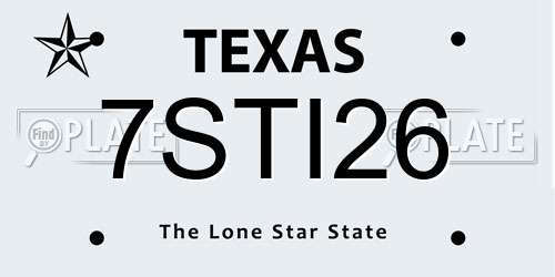 7STI26 Texas License Plate
